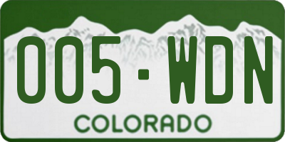 CO license plate 005WDN