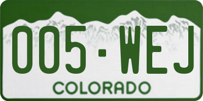 CO license plate 005WEJ