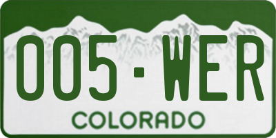 CO license plate 005WER