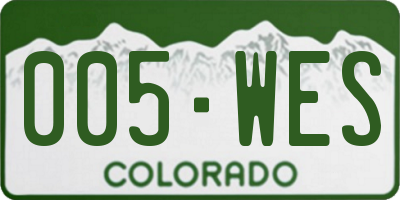 CO license plate 005WES