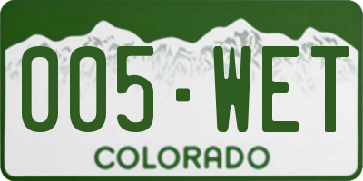 CO license plate 005WET