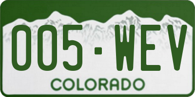 CO license plate 005WEV