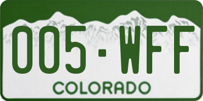 CO license plate 005WFF