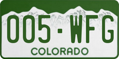 CO license plate 005WFG