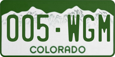 CO license plate 005WGM