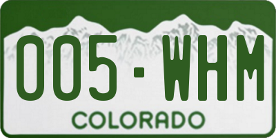 CO license plate 005WHM