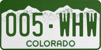 CO license plate 005WHW