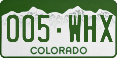 CO license plate 005WHX