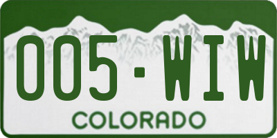 CO license plate 005WIW