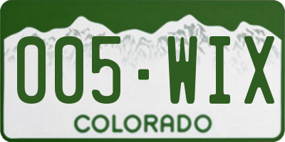 CO license plate 005WIX