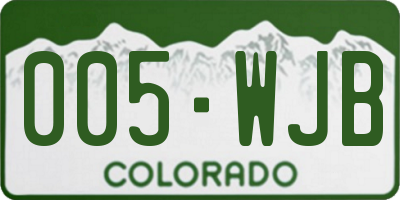 CO license plate 005WJB