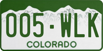 CO license plate 005WLK