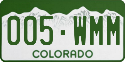 CO license plate 005WMM