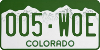 CO license plate 005WOE