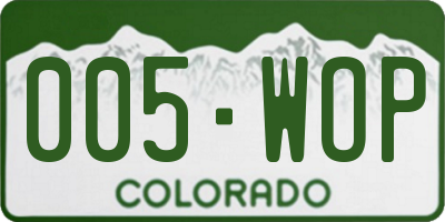 CO license plate 005WOP
