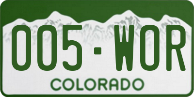 CO license plate 005WOR