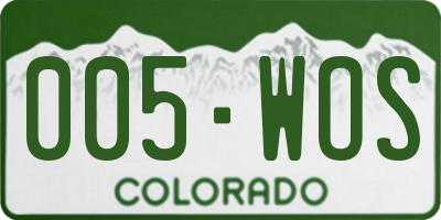CO license plate 005WOS