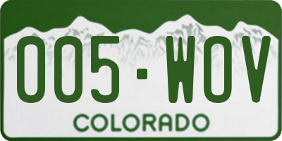 CO license plate 005WOV