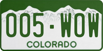CO license plate 005WOW