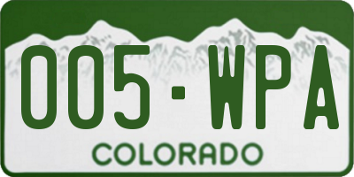 CO license plate 005WPA