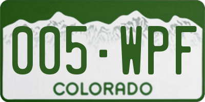 CO license plate 005WPF