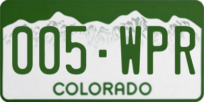 CO license plate 005WPR