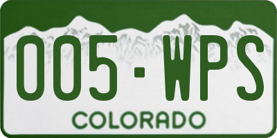 CO license plate 005WPS