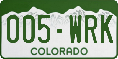 CO license plate 005WRK