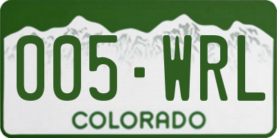 CO license plate 005WRL