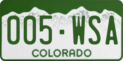CO license plate 005WSA