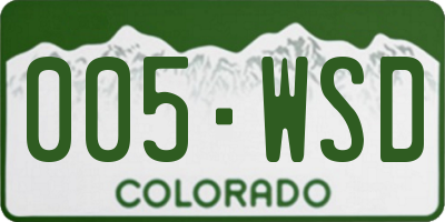 CO license plate 005WSD