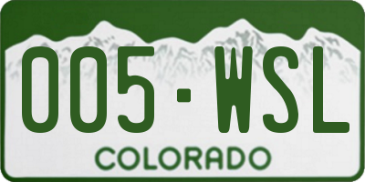 CO license plate 005WSL