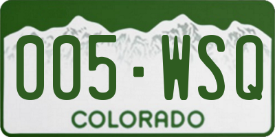 CO license plate 005WSQ