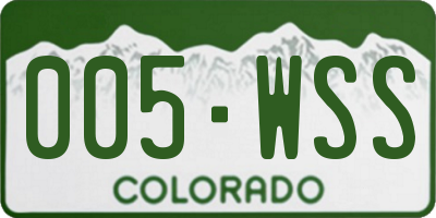 CO license plate 005WSS