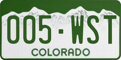 CO license plate 005WST