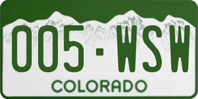 CO license plate 005WSW