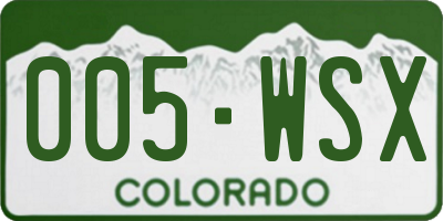 CO license plate 005WSX
