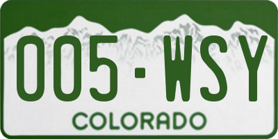 CO license plate 005WSY