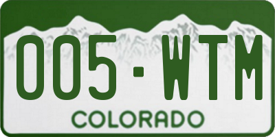 CO license plate 005WTM