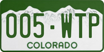 CO license plate 005WTP