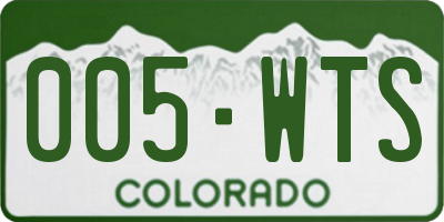 CO license plate 005WTS