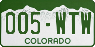 CO license plate 005WTW