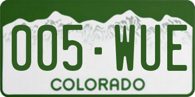 CO license plate 005WUE