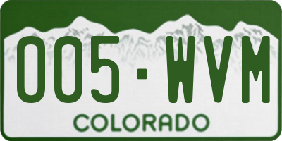 CO license plate 005WVM
