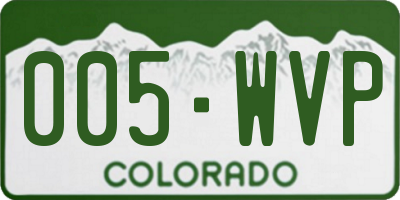 CO license plate 005WVP