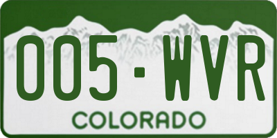 CO license plate 005WVR