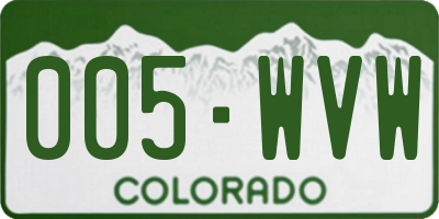 CO license plate 005WVW