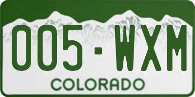 CO license plate 005WXM