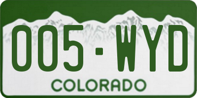 CO license plate 005WYD