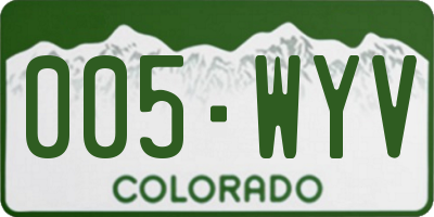 CO license plate 005WYV